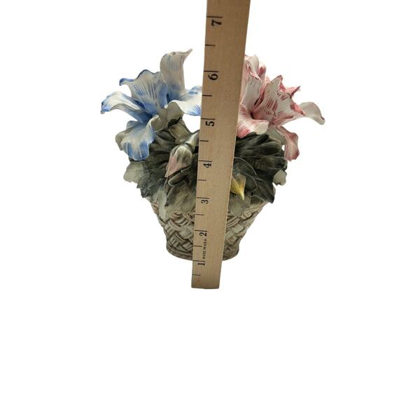 Vintage Capodimonte Porcelain Flower Basket Center Piece Made In Italy - READ - Picture 7 of 10